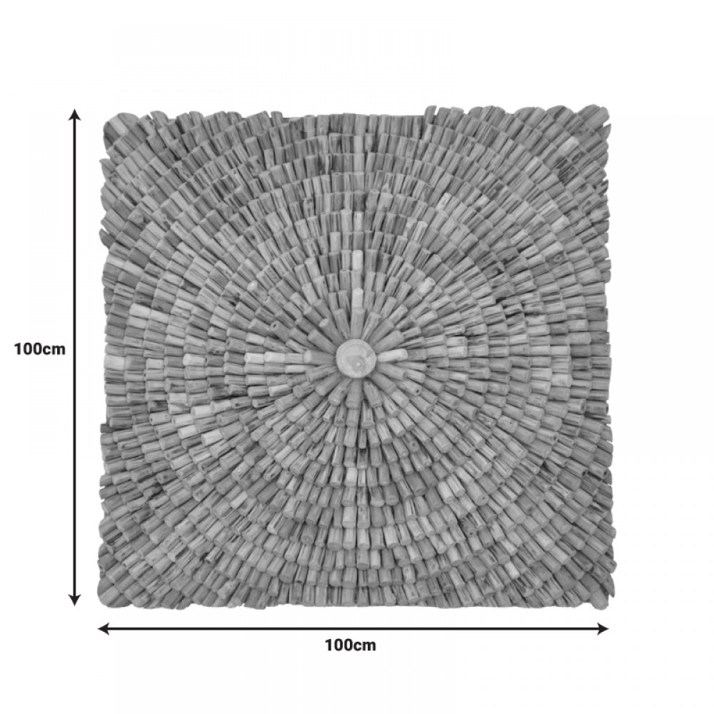 Διακοσμητικό τοίχου Wallen pakoworld teak ξύλο σε φυσική απόχρωση 100x100x5εκ
