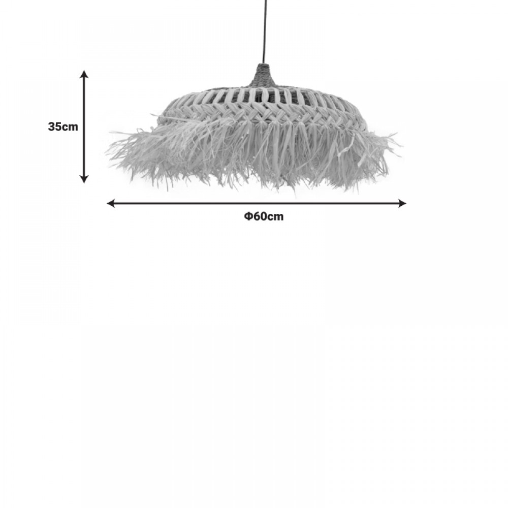 Φωτιστικό οροφής Borobe Inart sisal σε φυσικό χρώμα Φ60x35εκ