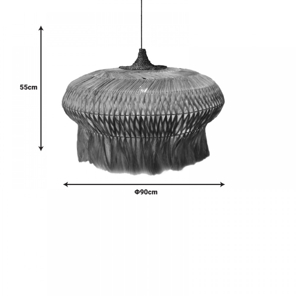 Φωτιστικό οροφής Pozarne Inart abaca ξύλο σε φυσικό χρώμα Φ90x55εκ