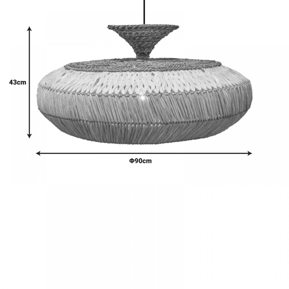 Φωτιστικό οροφής Lafrene Inart sisal σε φυσικό χρώμα Φ90x43εκ