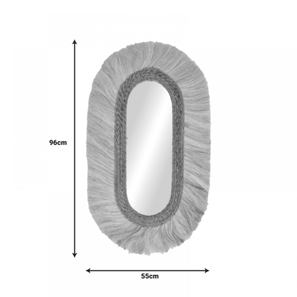 Καθρέπτης Nabore Inart abaca σε φυσικό χρώμα 55x4x96εκ