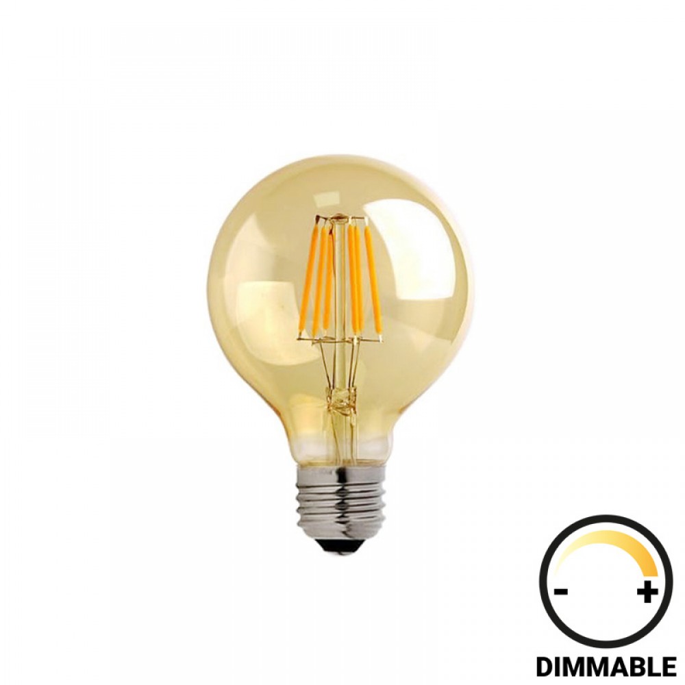 Λαμπτήρας LED G125 Bulb pakoworld dimmable 8W E27 amber