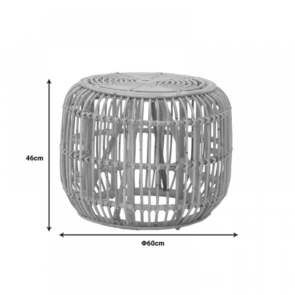 Σκαμπό Rajesty pakoworld rattan σε φυσική απόχρωση Φ60x46εκ