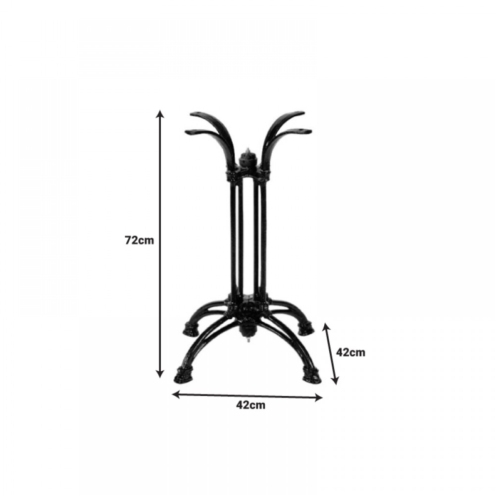 Βάση τραπεζιού Astu pakoworld μεταλλική σε μαύρη απόχρωση 42x42x72εκ