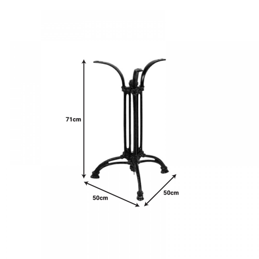 Βάση τραπεζιού Outil pakoworld μεταλλική σε μαύρη απόχρωση 50x50x71εκ