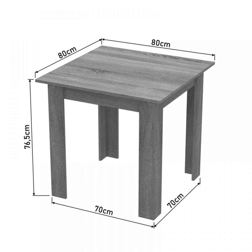 Τραπέζι Manka I pakoworld σε sonoma απόχρωση 80x80x77εκ