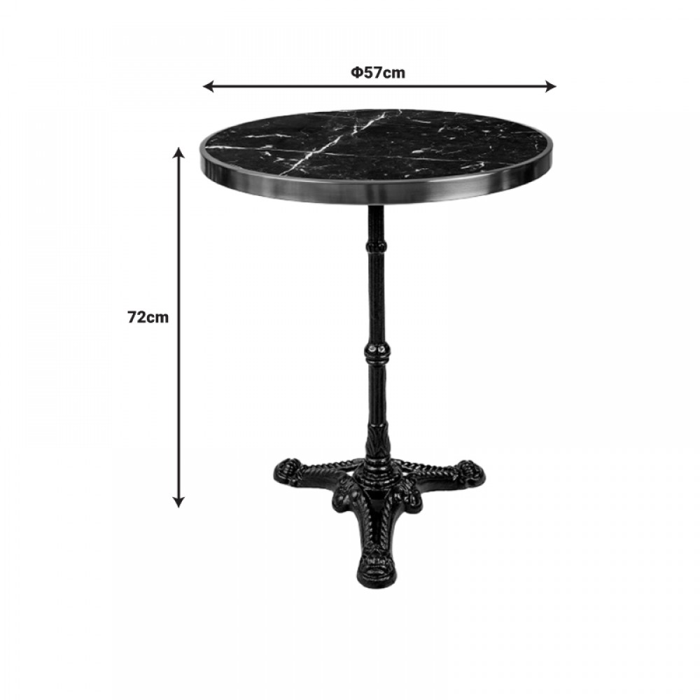 Τραπέζι μαρμάρινο Andeket pakoworld μαντέμι σε μαύρη-χρυσή απόχρωση  Φ57x72εκ